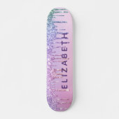 Unicorn Rainbow Glitter - Gepersonaliseerd Persoonlijk Skateboard (Voorkant)