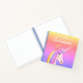 Unicorn Rainbow Glitter Sketchbook Name Script Notitieboek (Binnen)