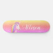 Unicorn Rainbow Glitter Sparkles Gepersonaliseerd Persoonlijk Skateboard (Horizontaal)