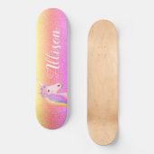Unicorn Rainbow Glitter Sparkles Gepersonaliseerd Persoonlijk Skateboard (Voorkant)