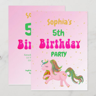 Unicorn Rainbow Gold Cute Birthday Kaart