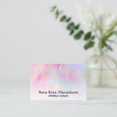 *~* Unicorn Rainbow Gold Sparkle Glitter Sun Moon Visitekaartje (Staand voorkant)
