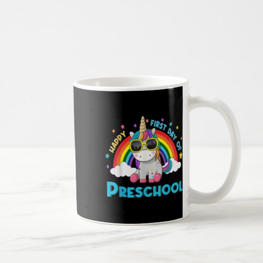 Unicorn Rainbow Happy First Day Of Preschool Back Koffiemok (Rechts)