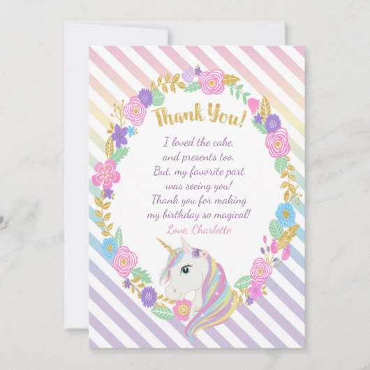 Unicorn Rainbow Hartelijk dank voor de kaarten (Voorkant)