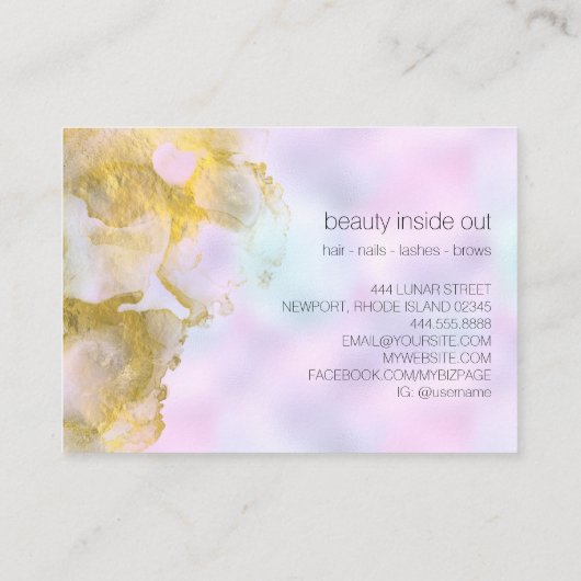 *~* Unicorn Rainbow Holograghic Pastel Beauty AP1 Visitekaartje (Achterkant)