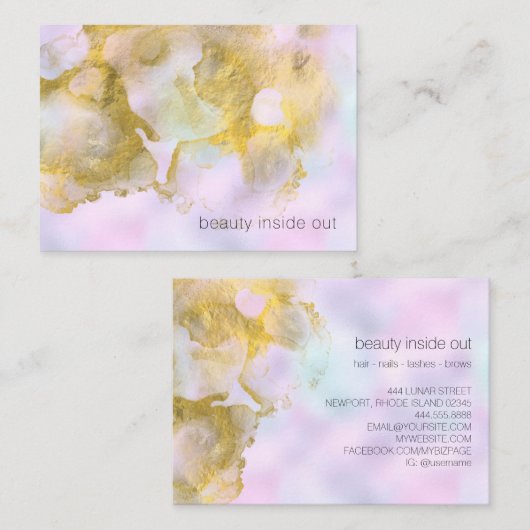 *~* Unicorn Rainbow Holograghic Pastel Beauty AP1 Visitekaartje (Voorkant / Achterkant)