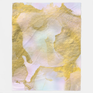 *~* Unicorn Rainbow Holograghic Pastel Gold AP1 Fleece Deken