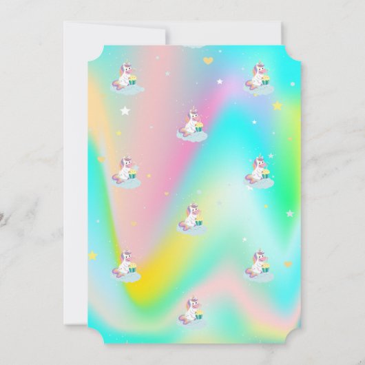 Unicorn Rainbow Holographic Magical Birthday Kaart (Achterkant)