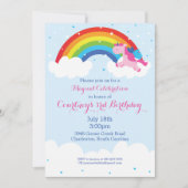 Unicorn Rainbow Invitation Kaart (Voorkant)