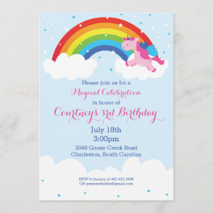 Unicorn Rainbow Invitation Kaart