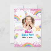 Unicorn Rainbow Invitation Kaart (Voorkant)