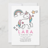 Unicorn Rainbow Invitation Kaart (Voorkant)