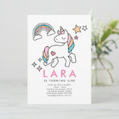 Unicorn Rainbow Invitation Kaart (Staand voorkant)