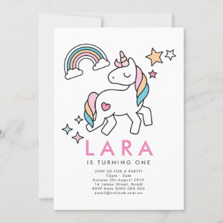 Unicorn Rainbow Invitation Kaart