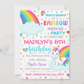 Unicorn Rainbow Invitation | Unicorn Birthday Kaart (Voorkant)