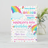Unicorn Rainbow Invitation | Unicorn Birthday Kaart (Staand voorkant)