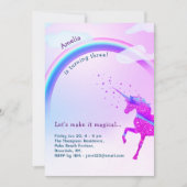 Unicorn Rainbow Iridescent Glitter Stars Magisch Kaart (Voorkant)
