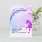 Unicorn Rainbow Iridescent Glitter Stars Magisch Kaart (Staand voorkant)