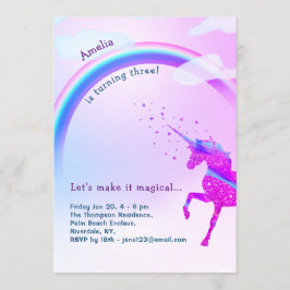 Unicorn Rainbow Iridescent Glitter Stars Magisch Kaart