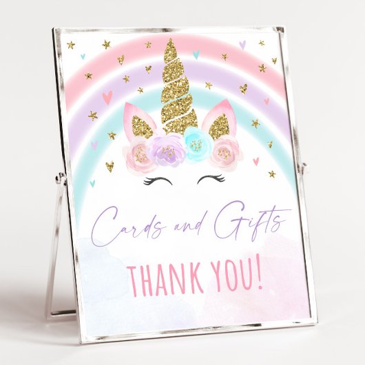 Unicorn Rainbow-Kaarten & Gifts Party Sign Poster