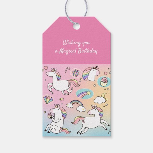 Unicorn Rainbow Kinder Cute Fun Cadeaulabel (Voorkant)
