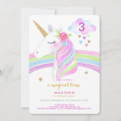 Unicorn Rainbow Magical Birthday Invitation Kaart (Voorkant)