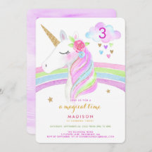 Unicorn Rainbow Magical Birthday Invitation