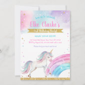 Unicorn Rainbow Magical Day Birthday Invitation Kaart (Voorkant)