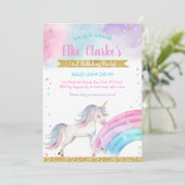 Unicorn Rainbow Magical Day Birthday Invitation Kaart (Staand voorkant)