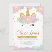 Unicorn Rainbow Magical Day Birthday Invitation Kaart (Voorkant)
