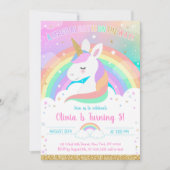 Unicorn Rainbow Magical Day Birthday Invitation Kaart (Voorkant)