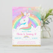Unicorn Rainbow Magical Day Birthday Invitation Kaart (Staand voorkant)