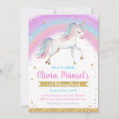 Unicorn Rainbow Magical Day Birthday Invitation Kaart (Voorkant)