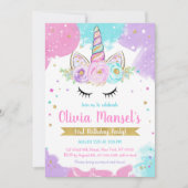 Unicorn Rainbow Magical Day Birthday Invitation Kaart (Voorkant)
