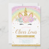 Unicorn Rainbow Magical Day Birthday Invitation Kaart (Voorkant)