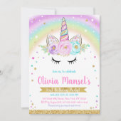 Unicorn Rainbow Magical Day Birthday Invitation Kaart (Voorkant)