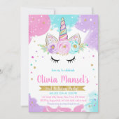 Unicorn Rainbow Magical Day Birthday Invitation Kaart (Voorkant)