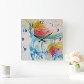 Unicorn Rainbow Magical Girls Childrens Room Clock Vierkante Klok (Huis)