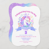 Unicorn Rainbow Magical Kids Birthday Party Custom Kaart (Voorkant / Achterkant)