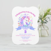 Unicorn Rainbow Magical Kids Birthday Party Custom Kaart (Staand voorkant)