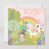 Unicorn Rainbow met Girl en Fantasy Castle (Voorkant)