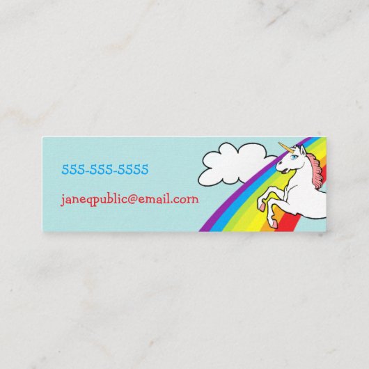 Unicorn Rainbow Mini Visitekaartje (Achterkant)