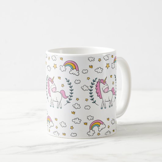 Unicorn Rainbow Mok Clouds Stars Gift (Voorkant rechts)