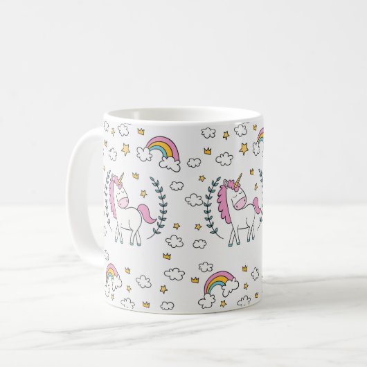 Unicorn Rainbow Mok Clouds Stars Gift (Voorkant links)