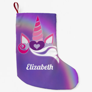 Unicorn Rainbow Monogram Paars Kleine Kerstsok