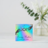 Unicorn Rainbow Mystic Moon Star Lunar Hand Healer Vierkante Visitekaartje (Staand voorkant)