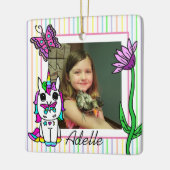 Unicorn, Rainbow, Naam en foto van Kerstmis Keramisch Ornament (Links)
