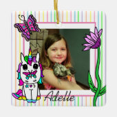 Unicorn, Rainbow, Naam en foto van Kerstmis Keramisch Ornament (Voorkant)