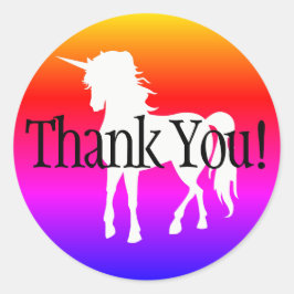 Unicorn Rainbow Ombre Bedankt Ronde Sticker