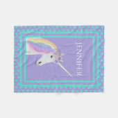 Unicorn Rainbow Paars Blauwgroen Fleece Deken (Voorkant (Horizontaal))